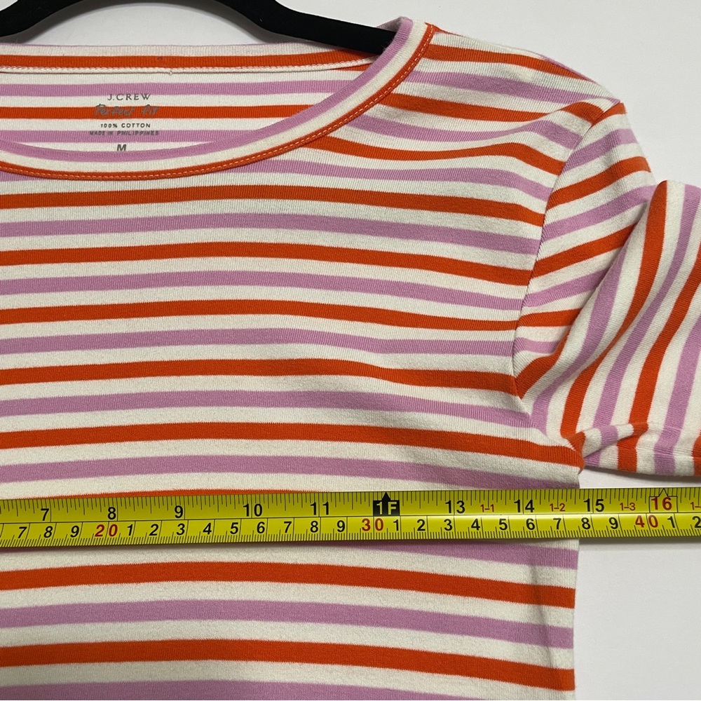 J Crew Tee Shirt Womens Medium Perfect Fit Cotton Striped Short Sleeve Casual - Picture 5 of 8